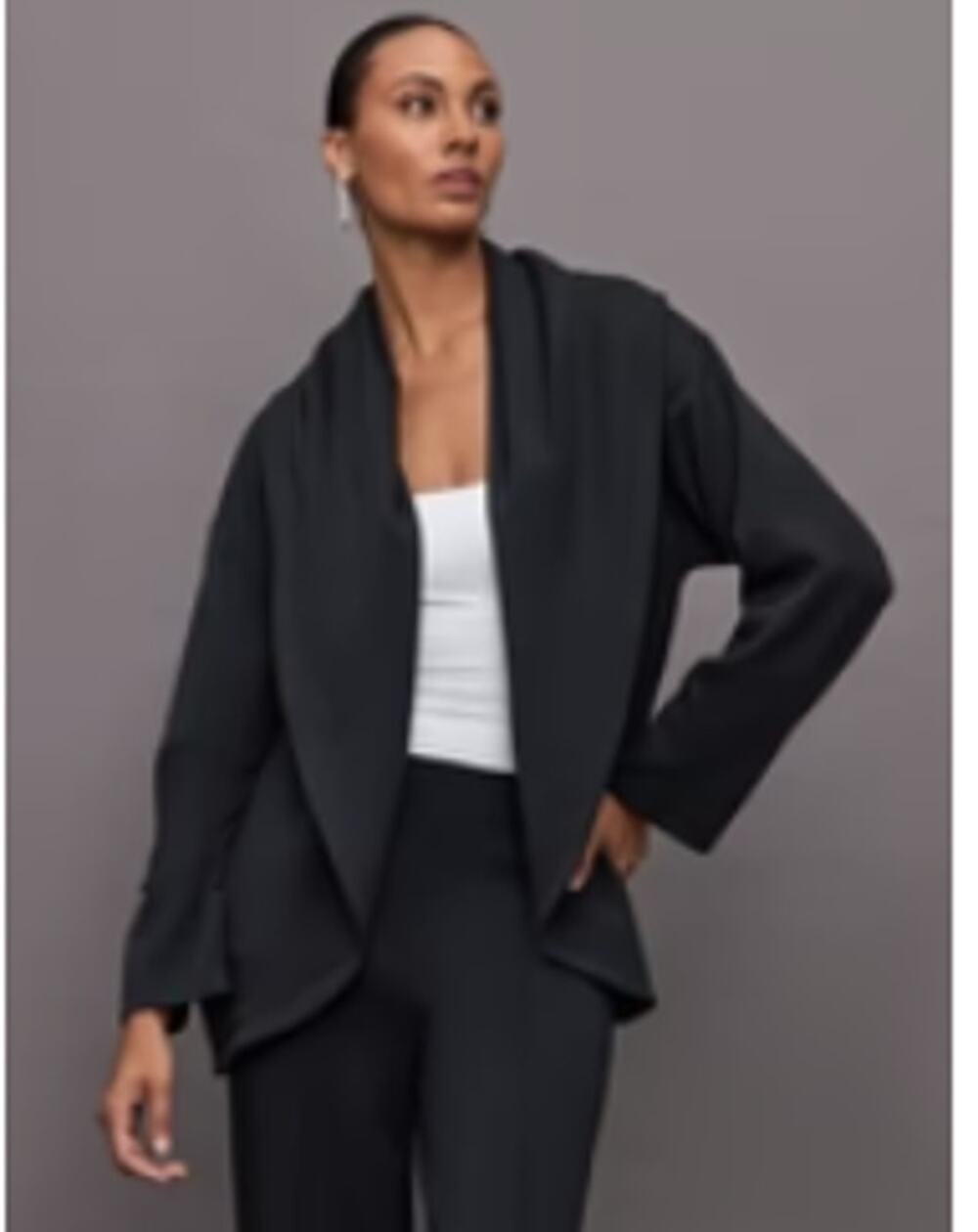 CARBON38 Knit Cocoon Cardigan in Interlock Large Black New Hood